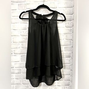 Black Sleeveless Hi-Low Ruffle Back Blouse - Size S